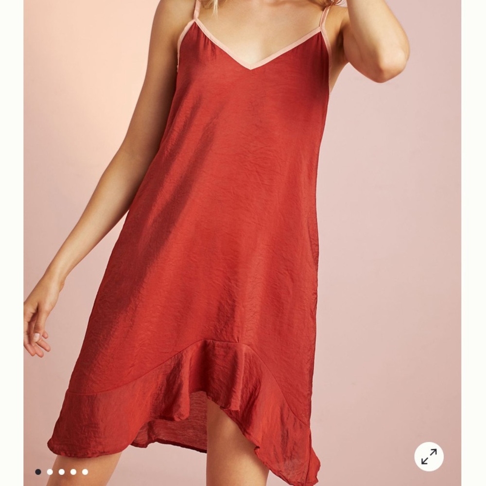 Anthropologie LACAUSA burnt orange slip dress